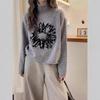 Women's European Retro High Neck Jacquard Sweater - Korean Style, Versatile, Loose Fit Knitwear
