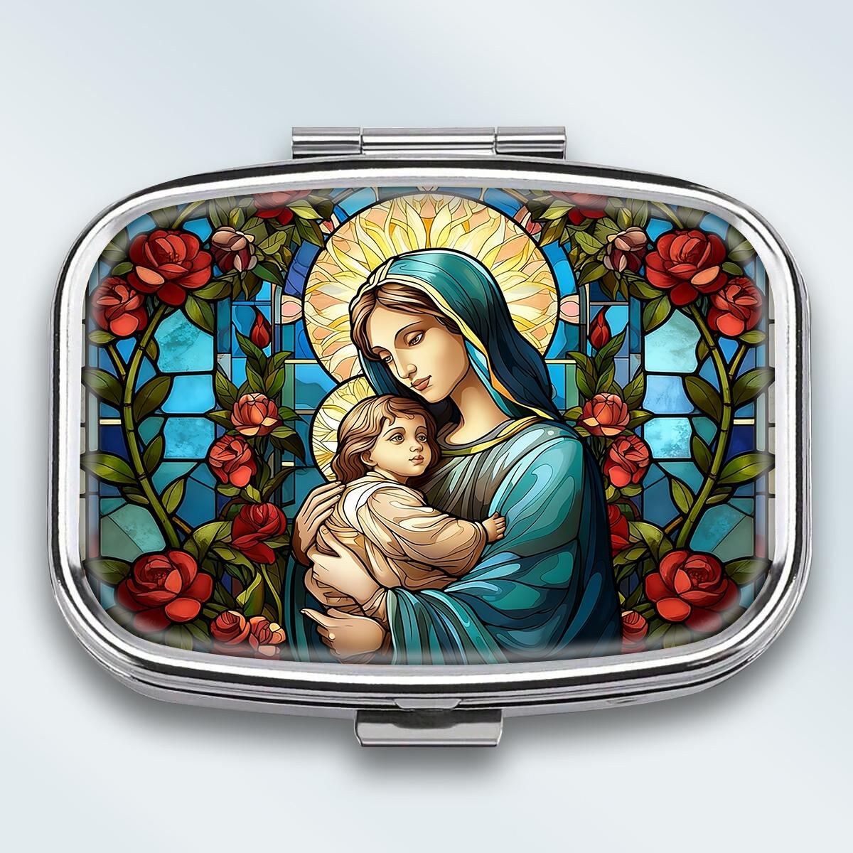 

Portable Pill Box with 2 Compartments, Mini Metal Medicine Organizer Case, Cute Printed Pill Container for Vitamins, Pills, Jewelry, Travel, Daily Use різнокольоровий