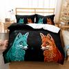 Fox Duvet Cover Set Cartoon Cute Fox Polyester Comforter Cover King Queen Full Size For Kid Boy Girl Bedding Set With Pillowcase