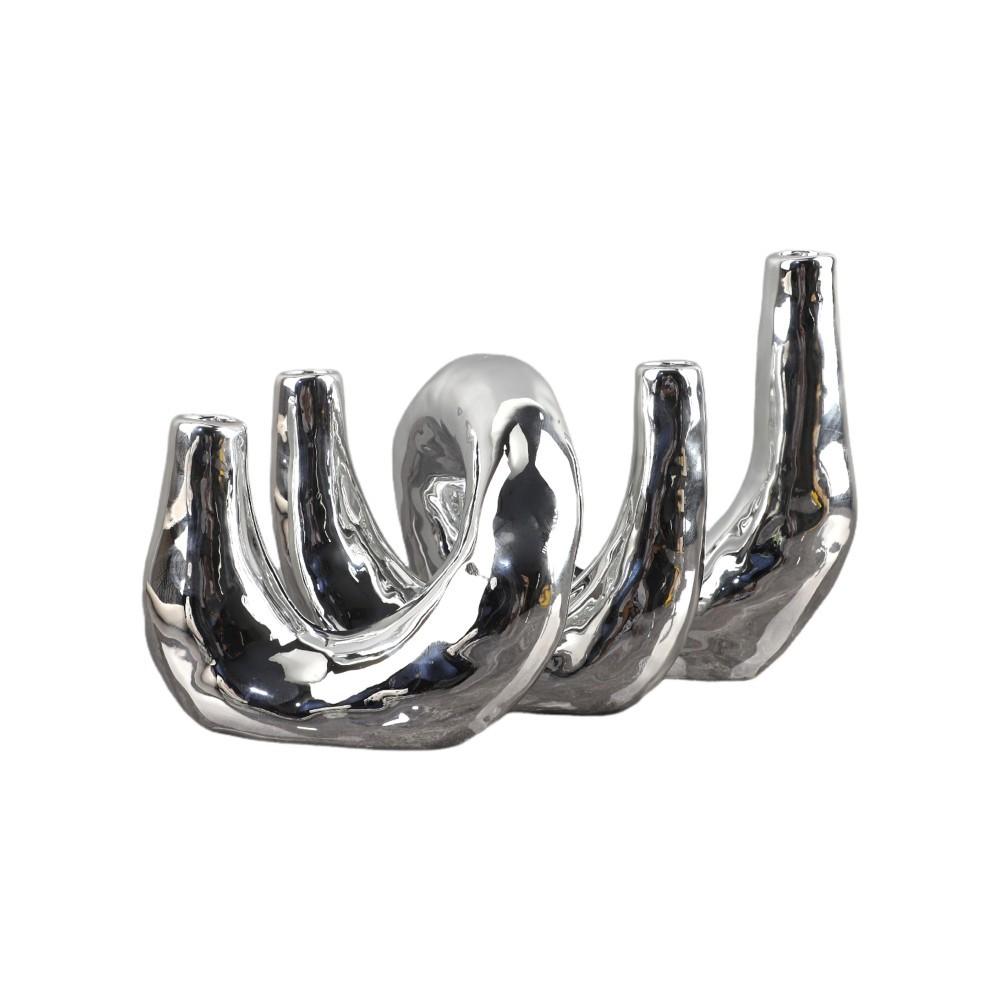 Sølv Resin Lysestake Kandelaber Geometrisk Vinding Lysestake Bryllupsbordpynt Hjemmedekorasjonstilbehør