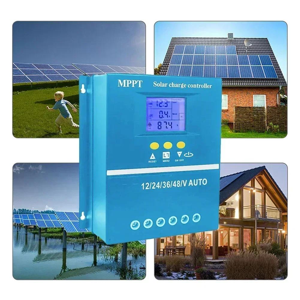 100A For MPPT Solar Charge Controller with LCD Screen Supports Various Battery Types Automatic Voltage Detection USB Charging