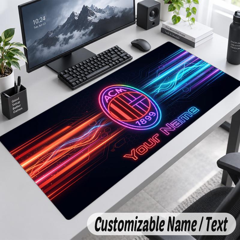 Custom Name Text Mouse Pad AC Milan Personalized Desk Pad For Work And Gaming