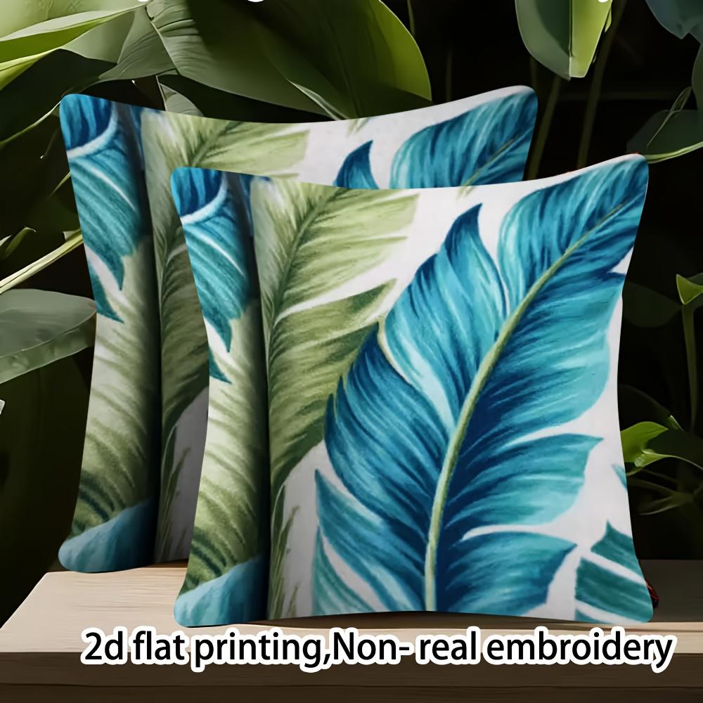 

2pcs Tropical Leaf Print Throw Pillow Covers Coastal Zippered,Cushion Covers Ideal for Home Decorations
