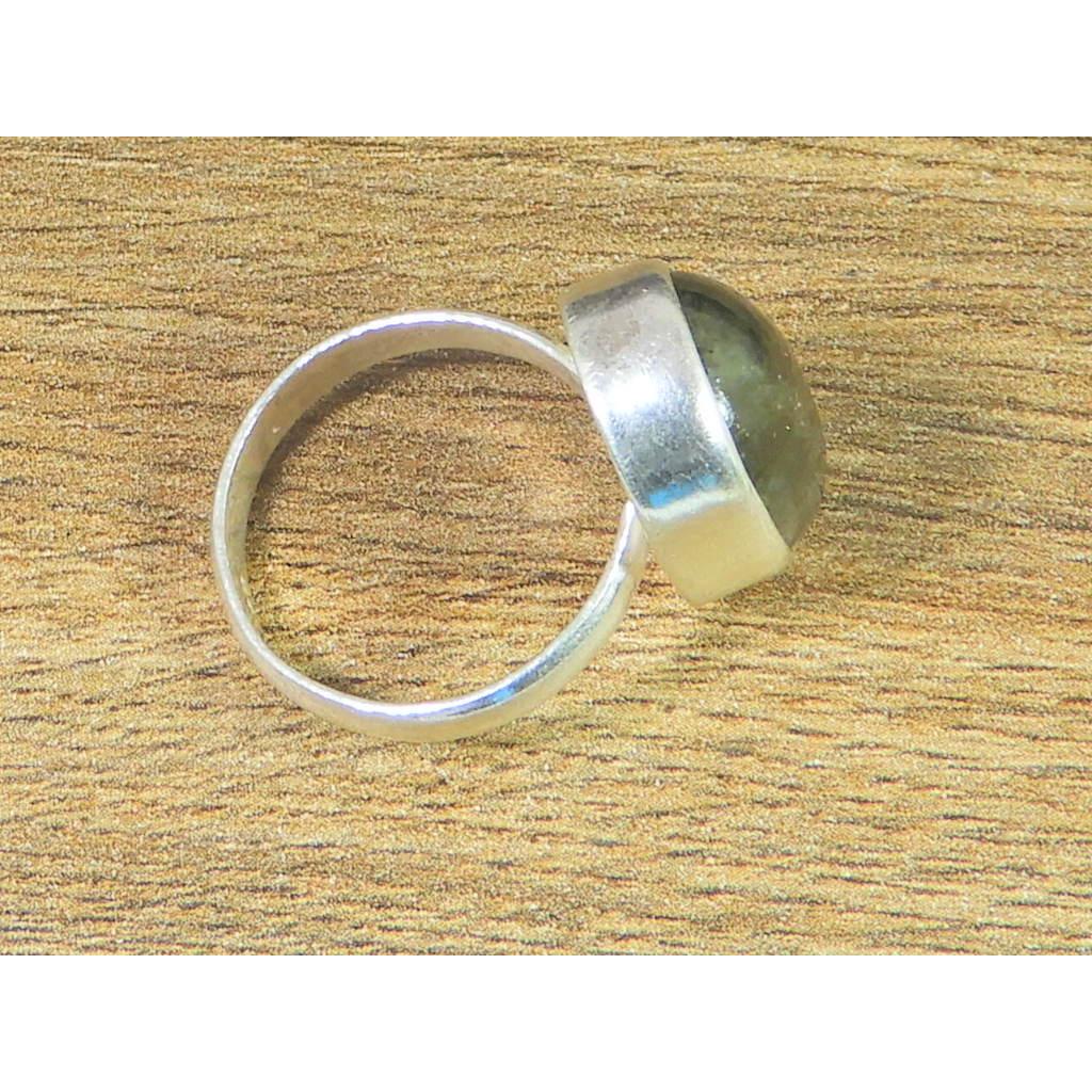 Oval Labradorite Ring US-7.5 Solid 925 Sterling Silver Chunky Gemstone Ring MK-36