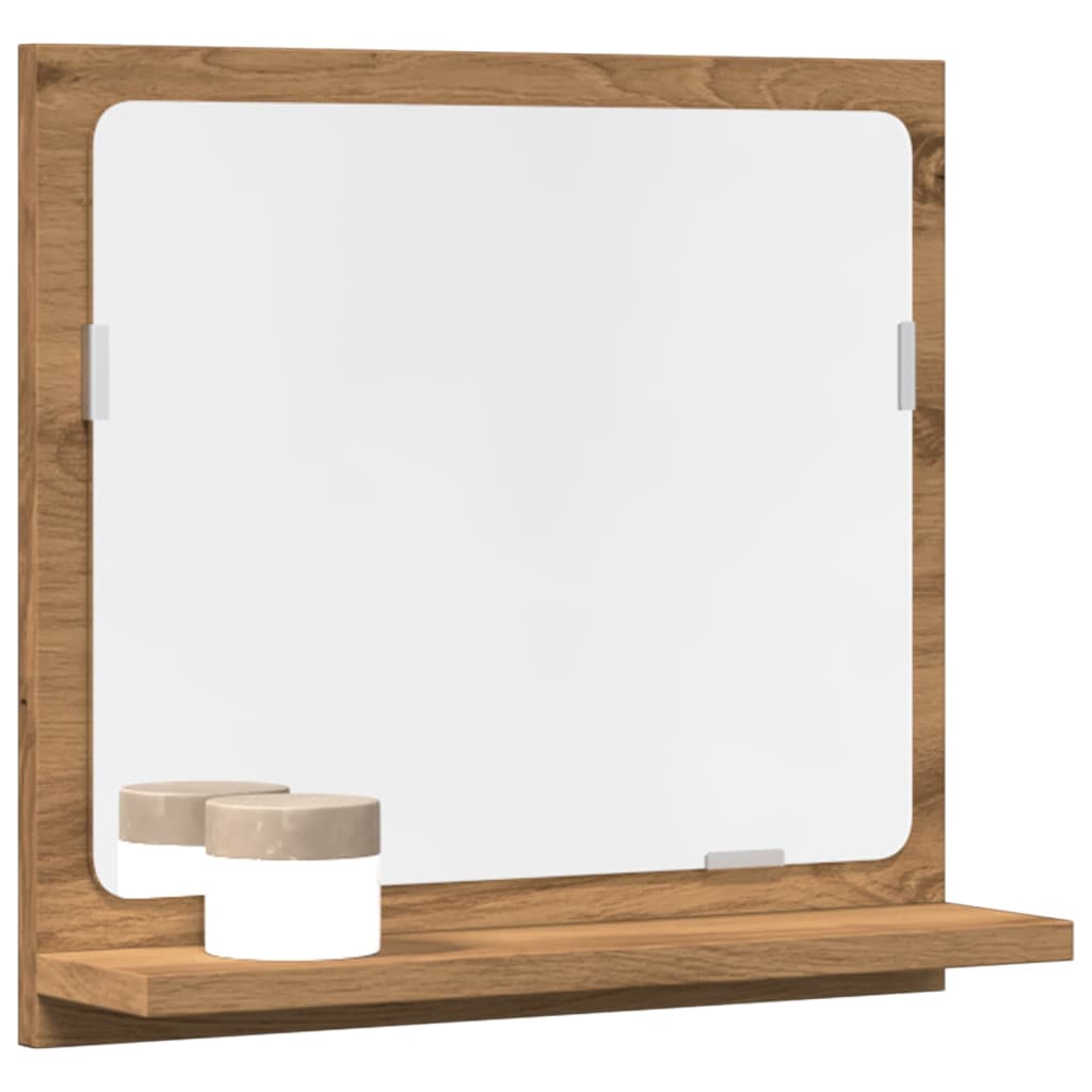 Bathroom Mirror with Shelf Artisan Oak Finish 40 x 11 x 37 cm Engineered Wood