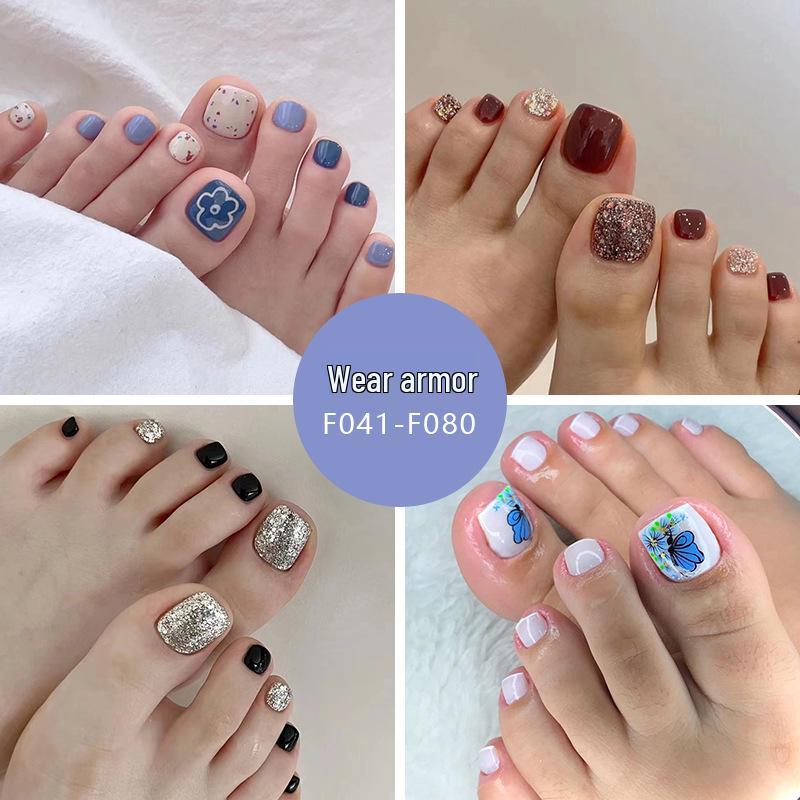Chic French Diamond Flash Toenail Art: Sweet & Cool Fake Nails for Feet