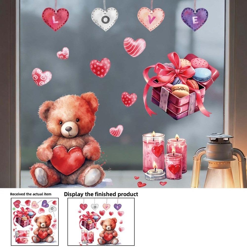 PVC Glass Electrostatic Film Animals Cats Bears Mice Cartoon Electrostatic Decal Store StyleB