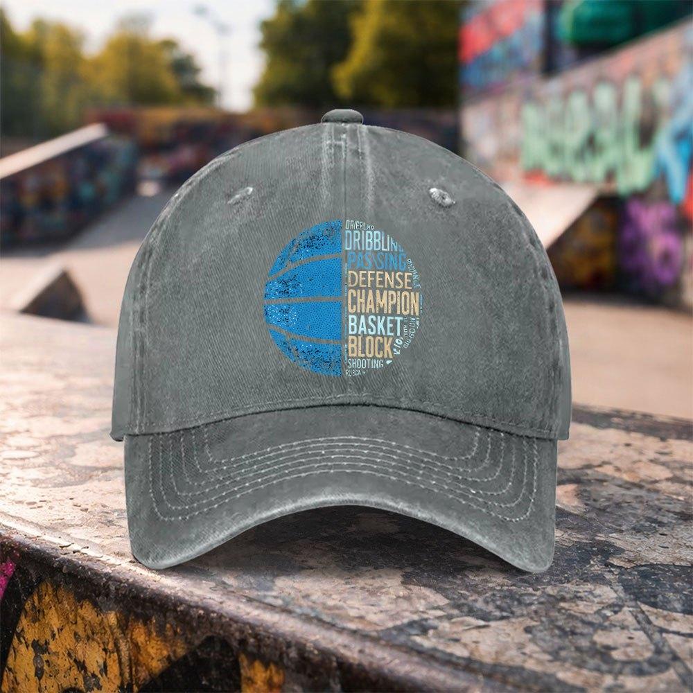 Pc Casual Fashion Basketball Sports Pattern Printed Washed Baseball Cap Premium Versatile Outdoor Accessory Unisex Duckbill H