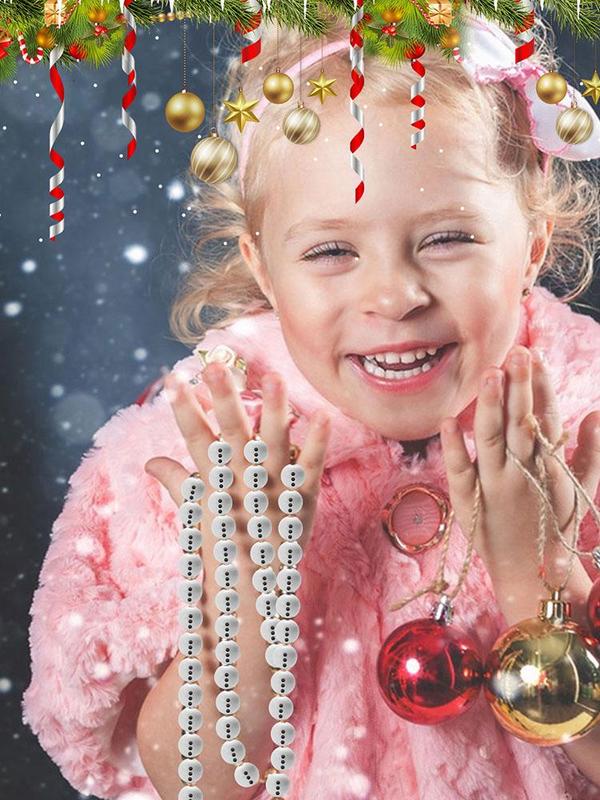 Wood Christmas Beads White Christmas Round Wood Beads For Making Christmas Decor Bracelet Necklace DIY Jewelry Accessories