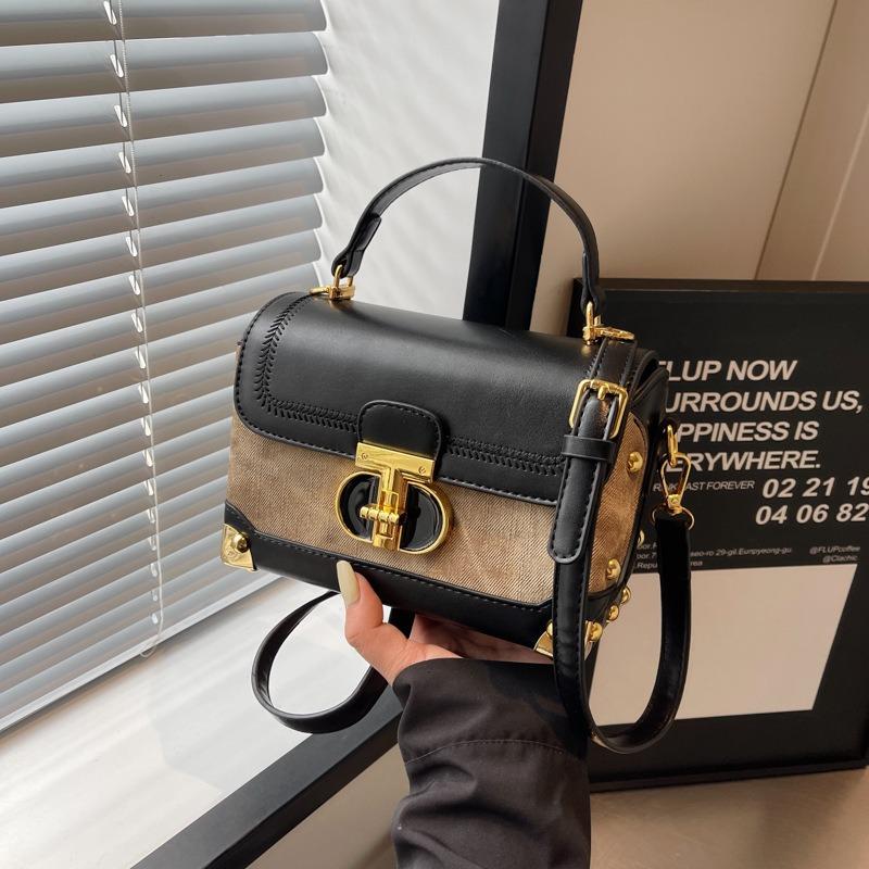 Popular Contrasting Small Bags Women's New Autumn and Winter Versatile Messenger Bags Fashionable Portable Small Square Bags