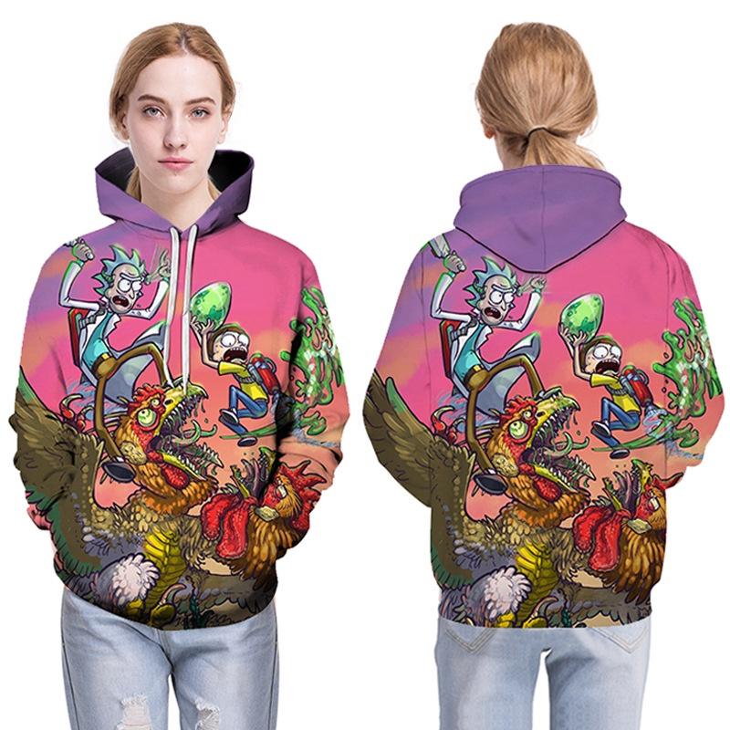 Bluza z kapturem Rick And Morty z cyfrowym nadrukiem 3D dla mężczyzn, codzienna odzież sportowa w kolorach zielonym, szarym, czarnym, białym