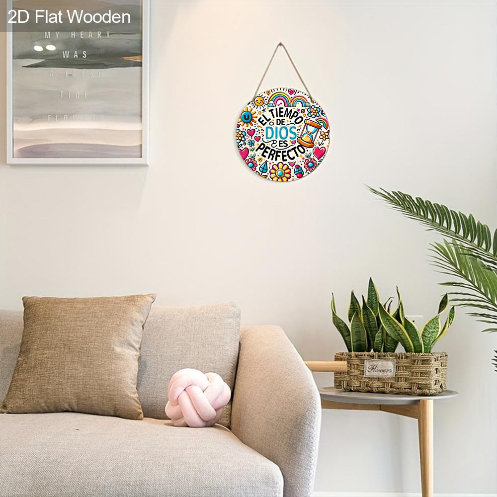 Wooden Chic Round Wall Art - Frameless, Perfect for Home, Cafe, Bedroom, Bar, Living Room Decor Unique Holiday Gift for Door, Wall, Home, Farmhous