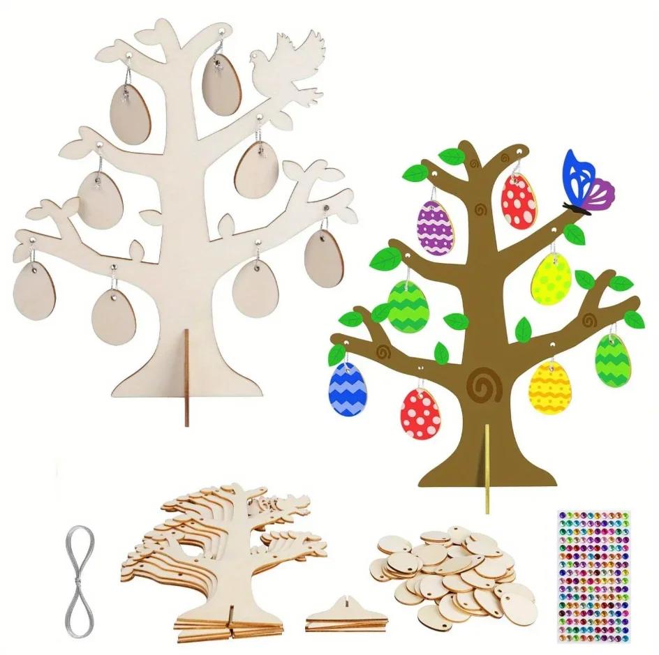 

Wooden Easter Decorations, Home Decor Items, Wooden Easter Gifts, Party Supplies for an Easter Egg Tree Craft Set, Easter Crafts