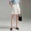 Women's Workwear High-Waist Cotton Linen Wide-Leg Shorts