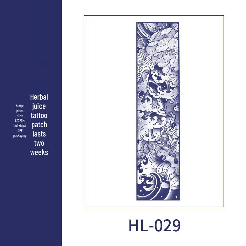 Large Semi-Permanent Waterproof American Style Flower & Plant Arm Tattoo Sticker for Men