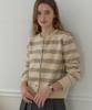 Ourhope Multi-Stripe Round Neck Cardigan - Beige