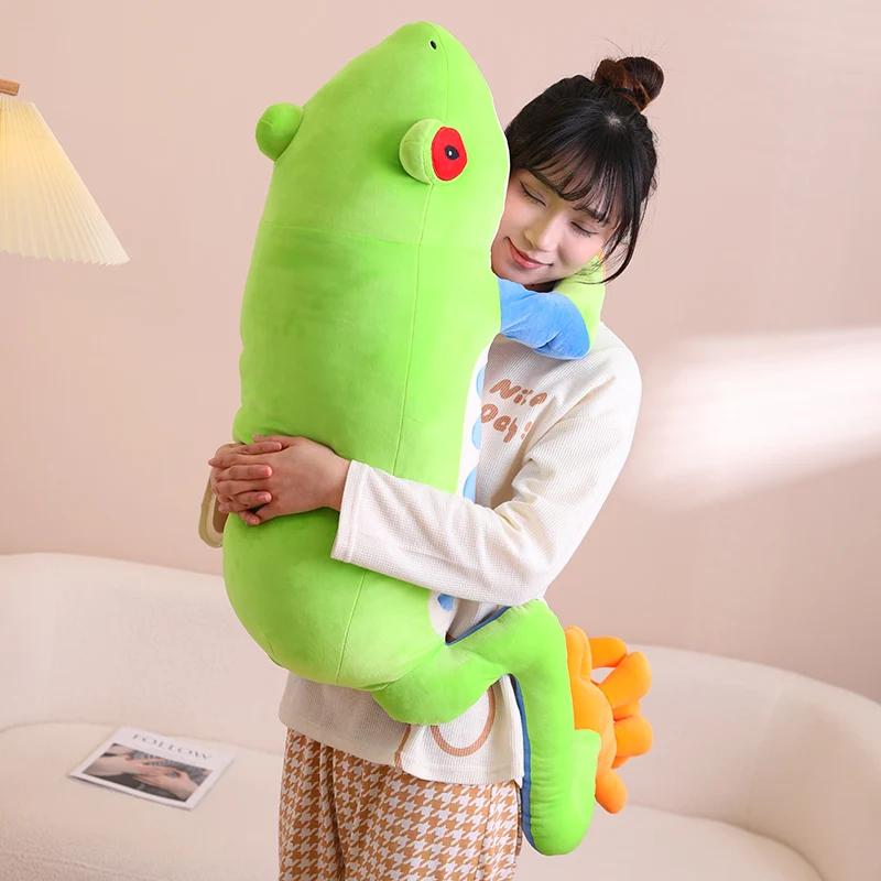 75 cm riesiger bunter Frosch, Plüschpuppe, Kissen, lange Beine, großer Frosch, Reptil, Plüschtier, Heimdekoration, warmes und weiches Umarmungsgeschenk für den Freund