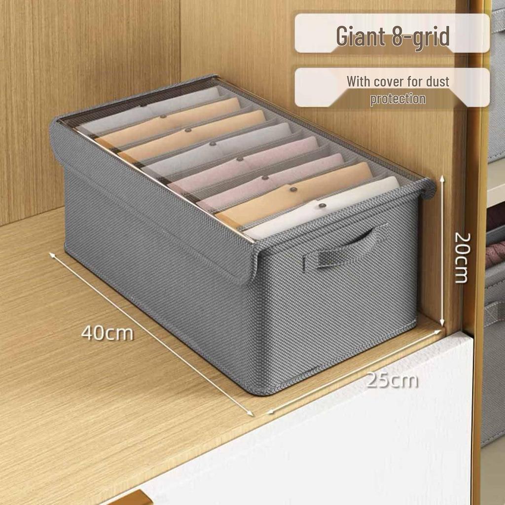 PP Board Fabric Clothes Organizer with Dividers - Wardrobe Storage Box for Pants