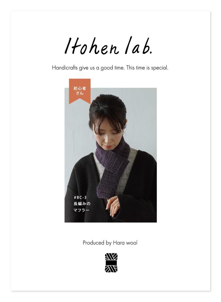Raw Wool itohenlab. Knitting Kit for Beginners BC-3 Long Crochet Mini Scarf, Purple