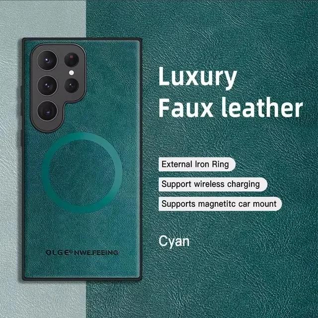 Magnetische Handyhülle aus Leder für Samsung Galaxy S25 Plus S23 S24 FE S22 S21 S20 Note20 Ultra für Magsafe Kabellose Ladeabdeckung