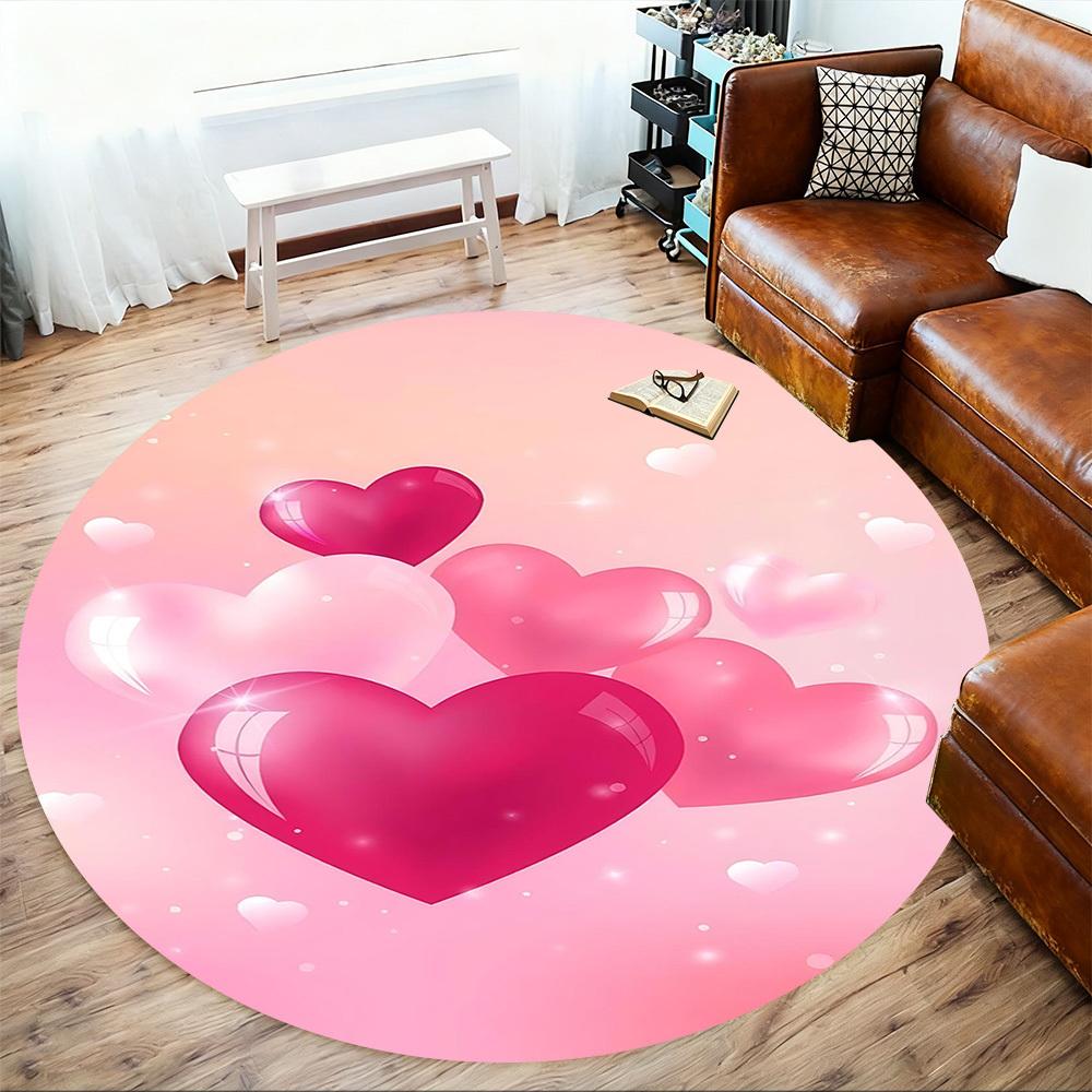 1pc love hearts Round Chair mat office Area Rug - Non-Slip, Floor Mat for Office, Bedroom, and Indoor Decor p127131