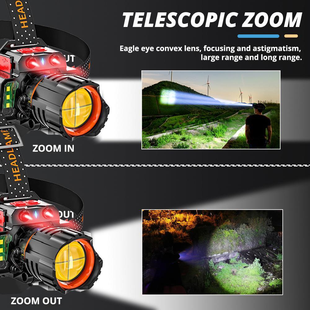 Super Bright XHP50 LED Headlamp Waterproof 5 Modes Flashlight USB Rechargeable Fishing Adventure Camping 18650 Headlight