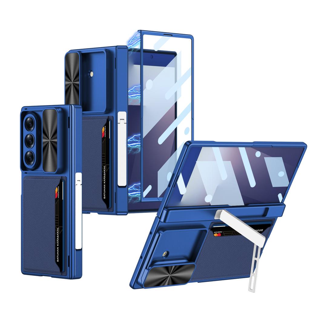 Suitable for Samsung Z Fold7 Mobile Phone Case Folding Screen Business Leather Card Bag Push Window Magnetic Suction Protection Case