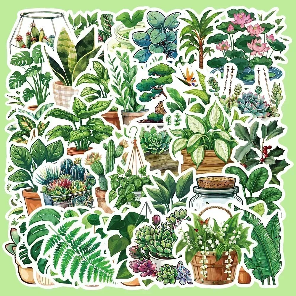 50-100Pcs Plant Flowerpot Waterproof Graffiti Sticker Aesthetic Decorative Luggage Laptop Phone Guitar Scrapbook Kids Stickers