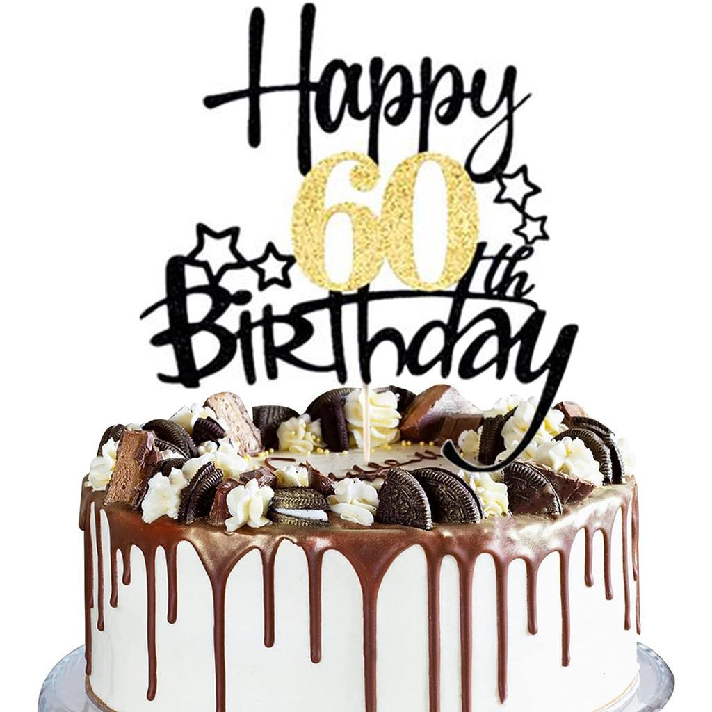 2 STÜCKE Gold Schwarz Happy15th Birthday Cake Topper für Geburtstagstortendekorationen für Jubiläumsfeier Dekorationen Zubehör