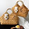 Retro Chinese Woven Bamboo Handbag and Zongzi Gift Basket - Perfect for Dragon Boat Festival Celebrations.