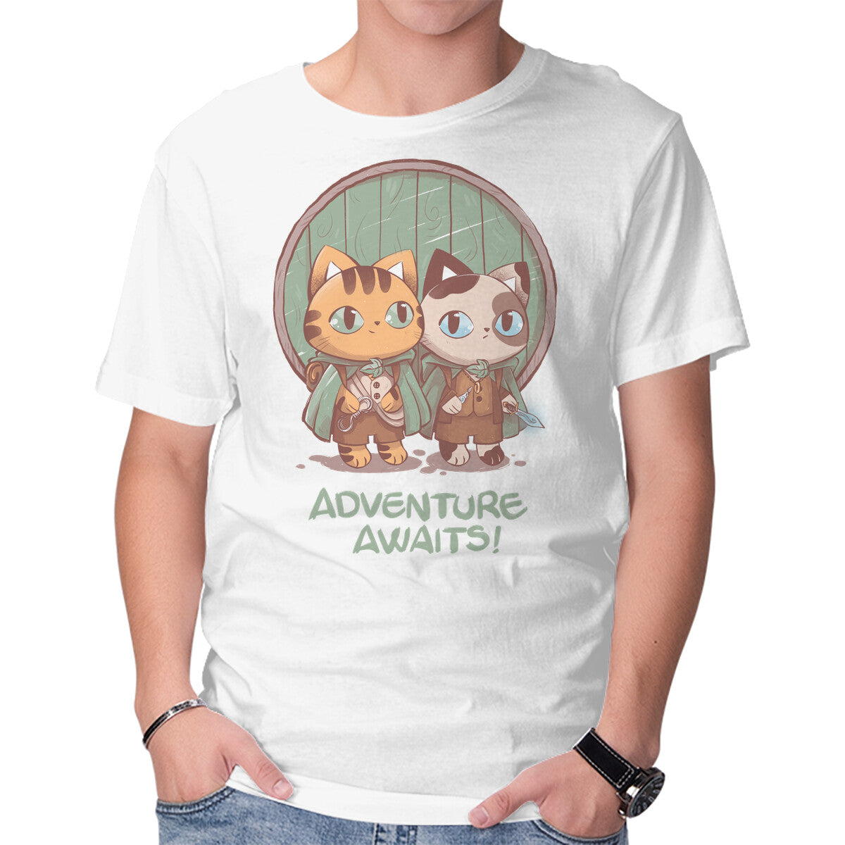 Unisex Crew Neck T-Shirt Kitten Adventure Awaits Graphic Short Sleeve Casual Tee XS