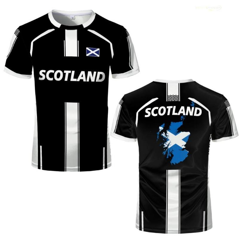 Scotland Flag Map Jersey Summer Men s Sports Training Football T-shirt Unisex Casual Quick-drying Breathable O-neck Tops L