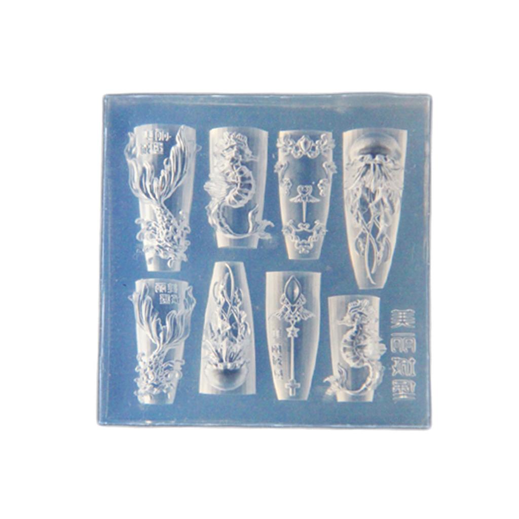 Sea Life Nail Stamping Set Silicone Molds Nail Art Designing Mold Suitable for Creative Manicure with Whales and Shells