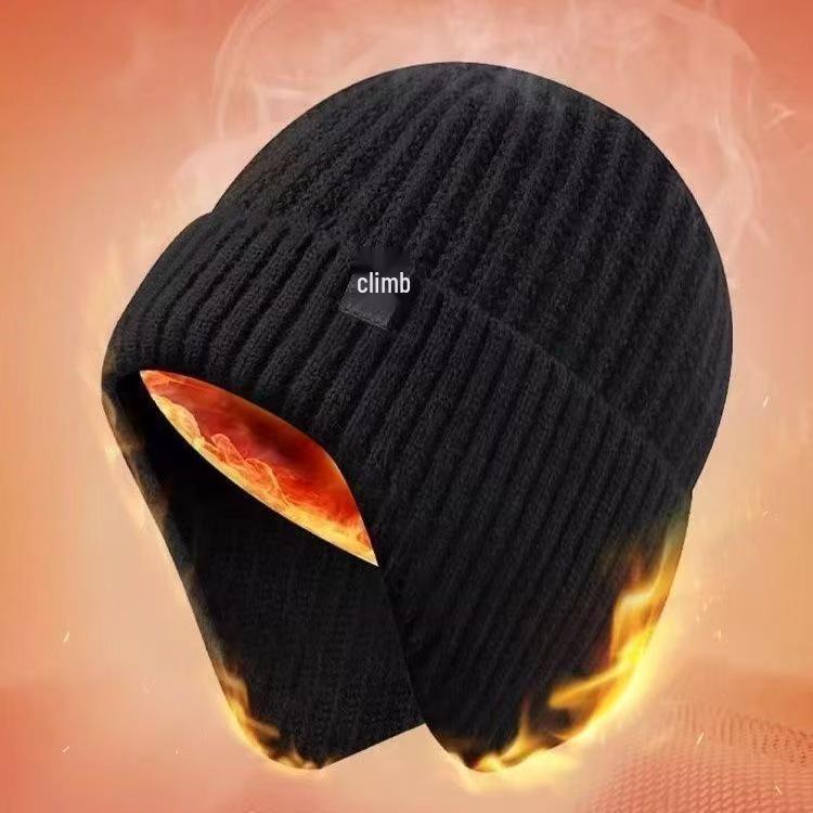 Men's Winter Ear Protection Knitted Hat & Thickened Velvet Neck Warmer Set
