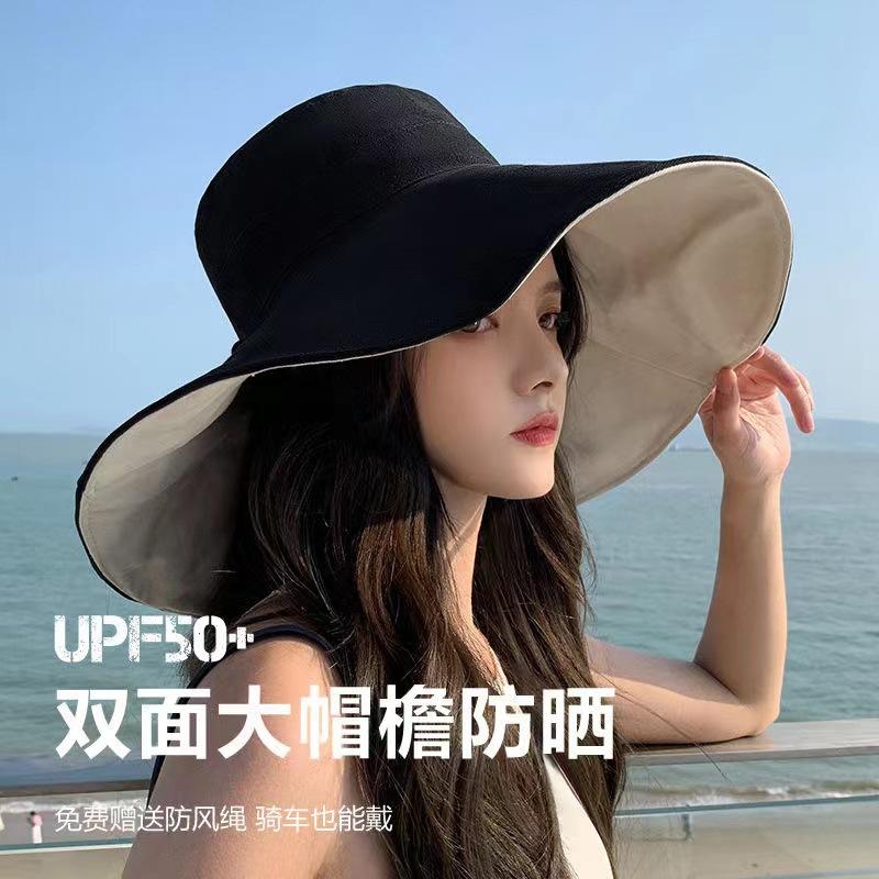 

Summer sun protection hat women s versatile double-sided with large brim bucket hat outdoor UV protection travel visor one size fits all