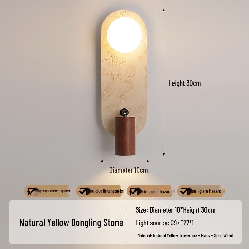 Wabi-Sabi Style Japanese Walnut Wall Lamp for Living Room, Bedroom, Hotel Entrance, or Corridor.