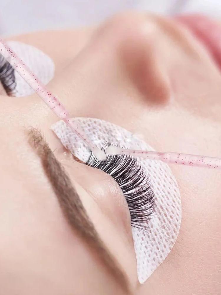 100/500Pcs Crystal Micro Applicator Brush for Eyelash Extension, Micro Cotton Swabs, Lips Mascara Wands Pink Microbrush LAUKISS