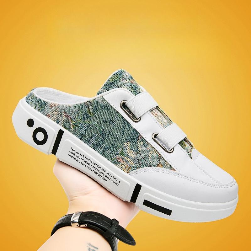 2025 Summer New Men's Backless Slip-On Closed-Toe Breathable Trendy Casual Beach Shoes Lazy Style