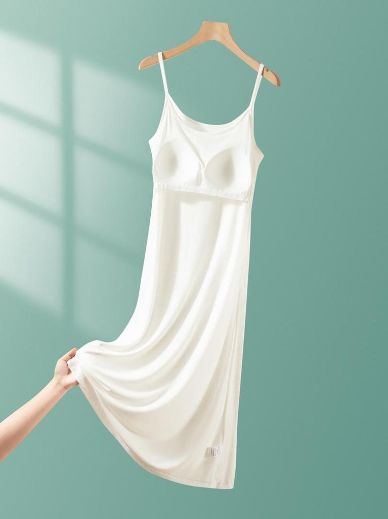 Modal Strappy Built-in Bra Summer Sleeveless Dress for Women 2025