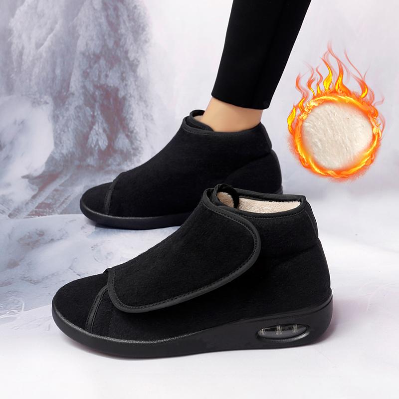 Women Eversion Adjusting Soft Comfortable Diabetic Shoes Women Warm Boots Winter Velvet Orthopedics Wide Feet Swollen Shoes