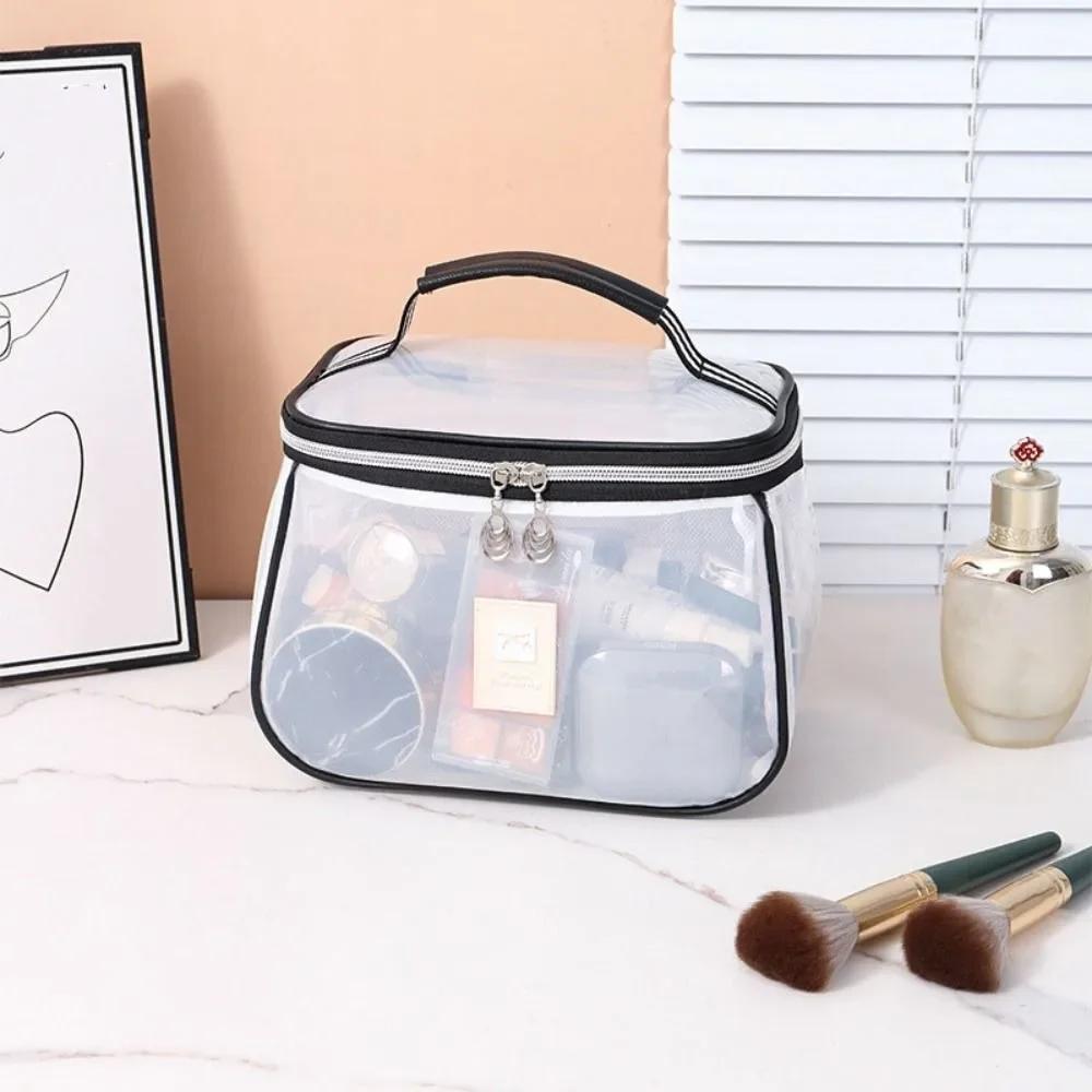 New PVC Wash Bag Transparent Waterproof Cosmetic Bag Large Capacity Handheld Makeup Storage Bag Women