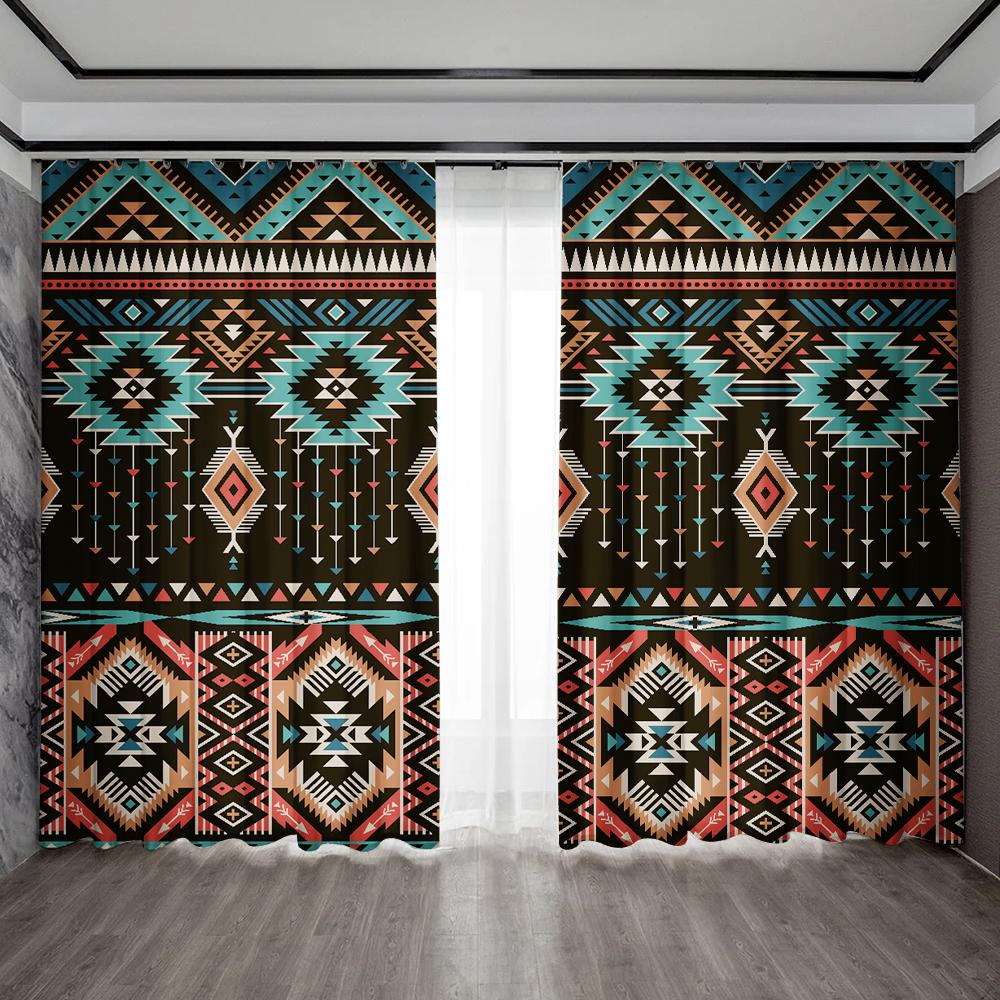 

2 шт. Шторы для украшения дома с красочными геометрическими узорами и карманами для штанг, кухня, кофейня, гостиная, балкон, сад 75x166cm&Without mount