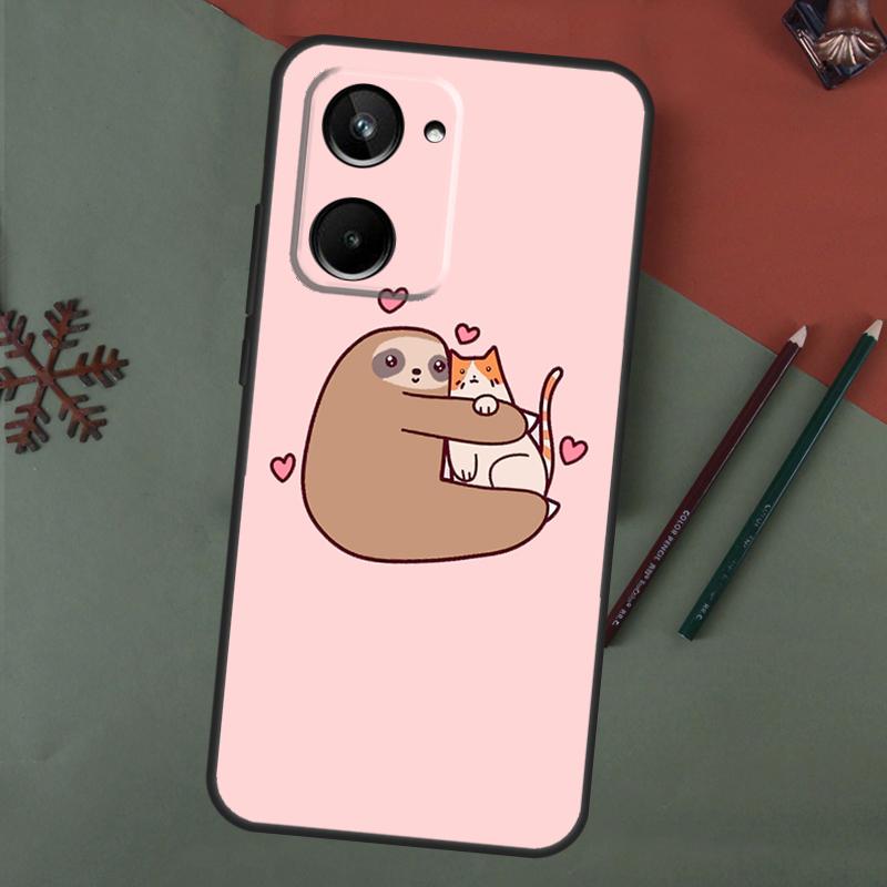 Cute Lovely Cozy Sloth Animal Case For Realme C75 C65 C67 C71 C63 C61 C55 C51 C53 C35 11 12 13 14 15 Pro Plus GT6 GT7 Pro