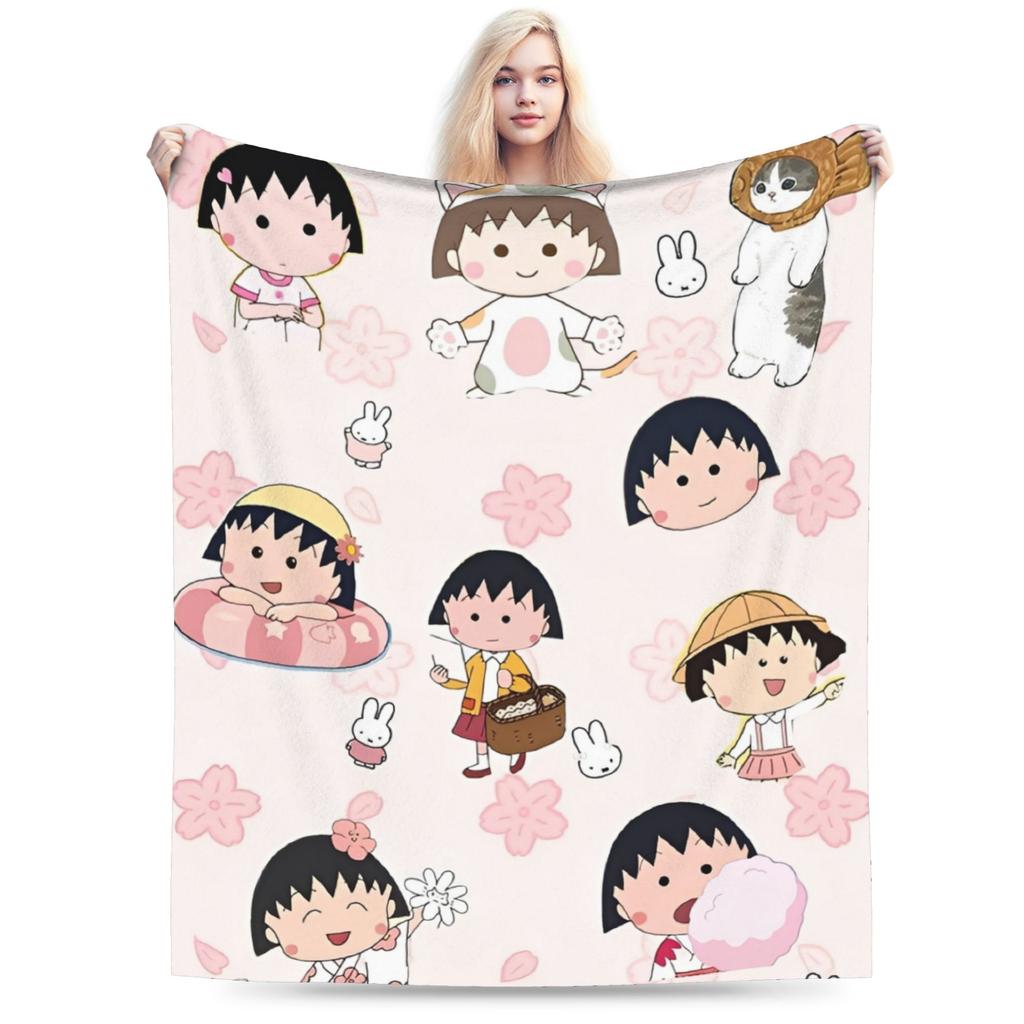 Comfortable chibi maruko chan Japan Anime Blanket Accessories Bedding Decorative Throw Blanket Warm Velvet for Travel