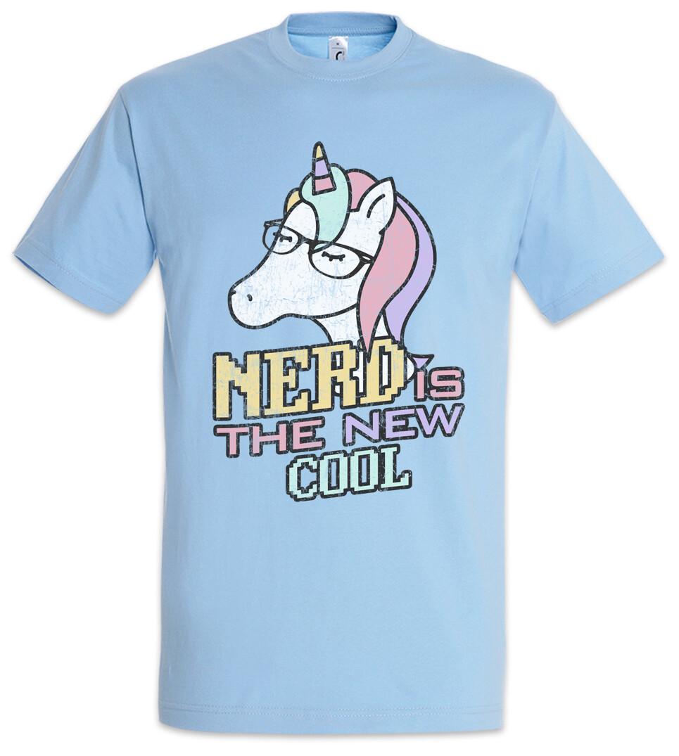 Nerd Is The New Cool T-Shirt Unicorn Geek Rainbow Glasses Fun Gamer Gaming S