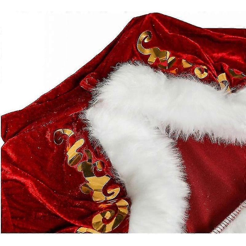 Plus Size Deluxe Velvet Adults Christmas Costume Cosplay Couple Santa Claus Clothes Fancy Dress Xmas Uniform Suit For Men Women M