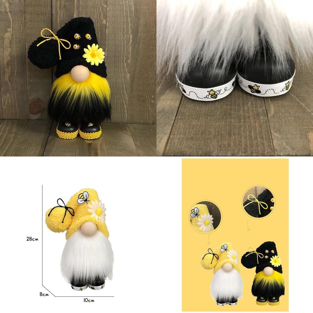 Bumble Bee Nordic Gnome Gonk Tomte Sunflower Plush Doll Ornament Decor Adorable Size With Black Yellow Colors