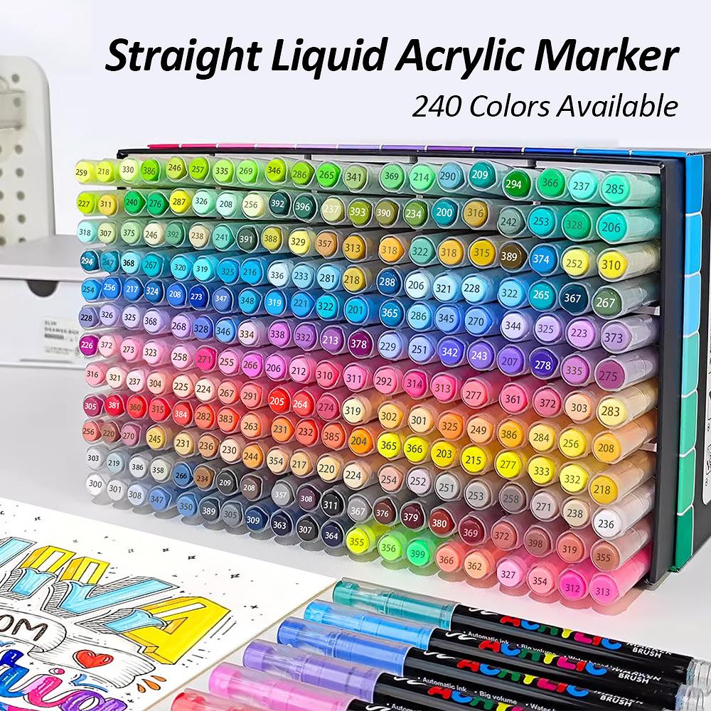 12/24/48/60 Colors Acrylic Marker Pen Paint Brush Pen Painting Coloring Pen DIY Graffiti Art Making School and Office Supplie