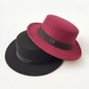 M Letter Fashion Flat Top Men's and Women's Leisure Travel Hat Tide Autumn and Winter Dome Retro British Woolen Top Hat