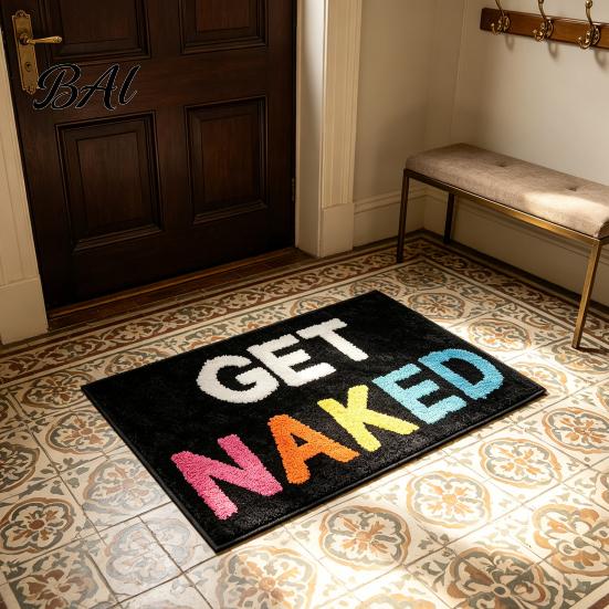 Wasserabsorbierende Fußmatte Moderne Badematte, Rutschfester Badezimmerteppich, Lustige Englische Buchstaben, Flauschiger Bodenteppich Maschinenwaschbar Gemütlich für Wanne Waschbecken Stilvoll